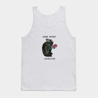 Black rabbit with rose: Some bunny loves you Tank Top